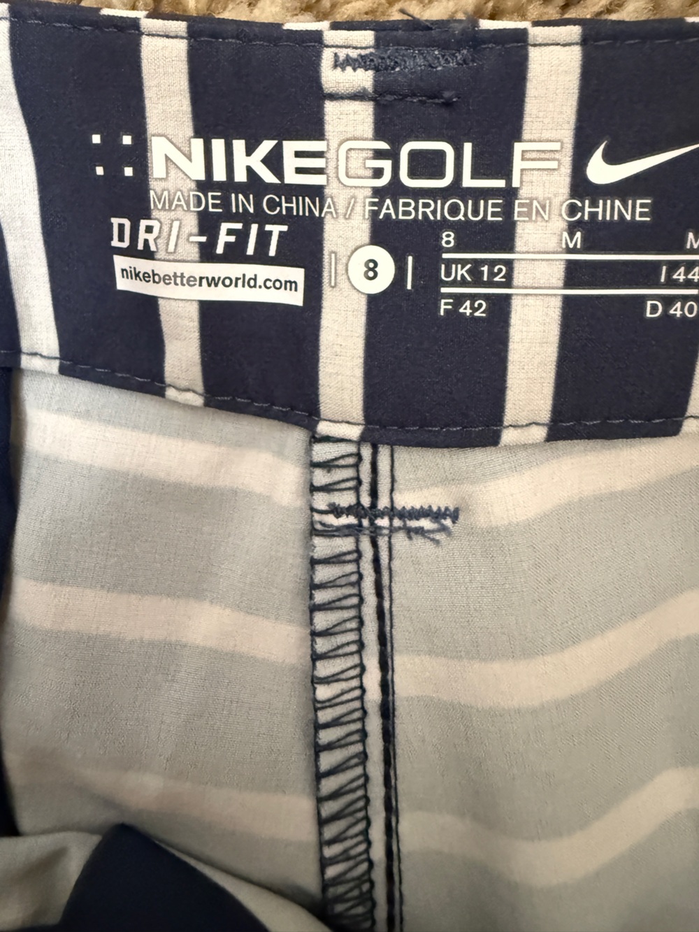 Nike size 8 Navy and White Striped Athletic Shorts - Picture 6 of 6
